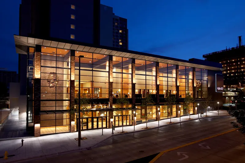 Hyatt Regency Bellevue glass ballroom at night